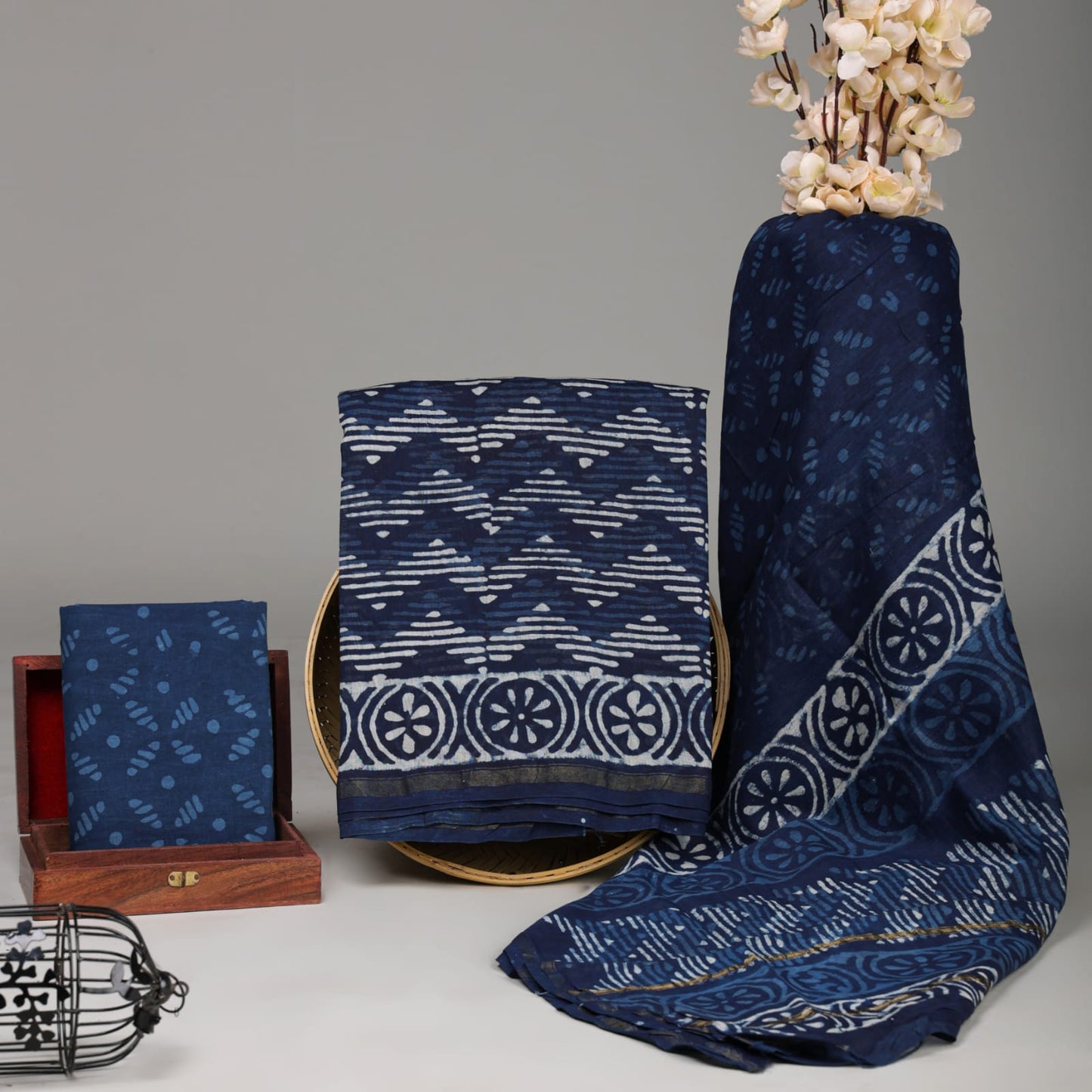 Handcrafted Chanderi Silk Suit With Traditional Dabu Print