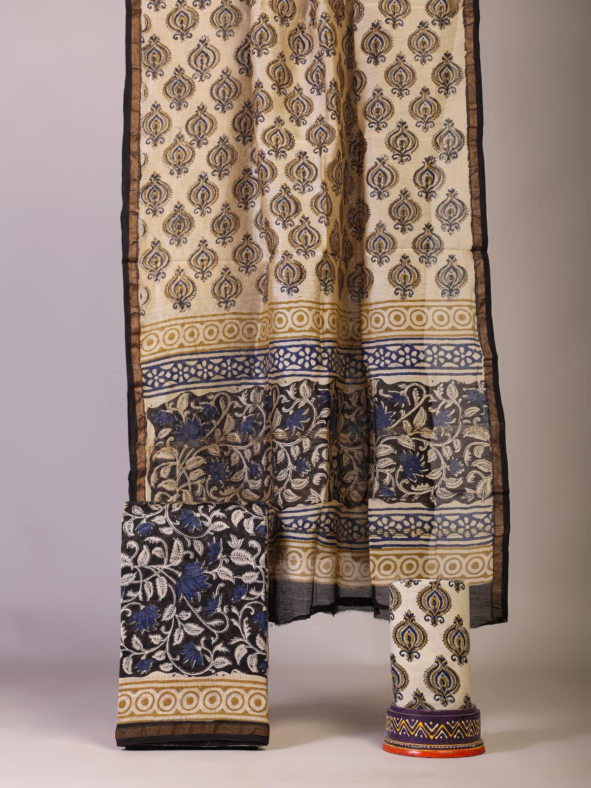 Sanganeri Print Chanderi Silk Suit Set