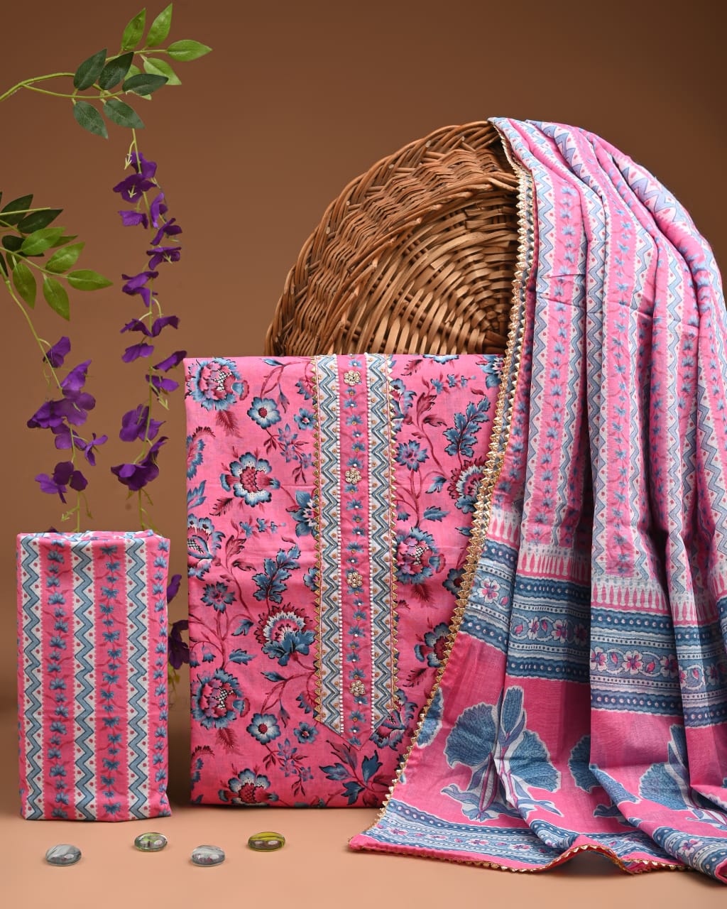 Exclusive New Cotton Suit With Gota Patti Work.