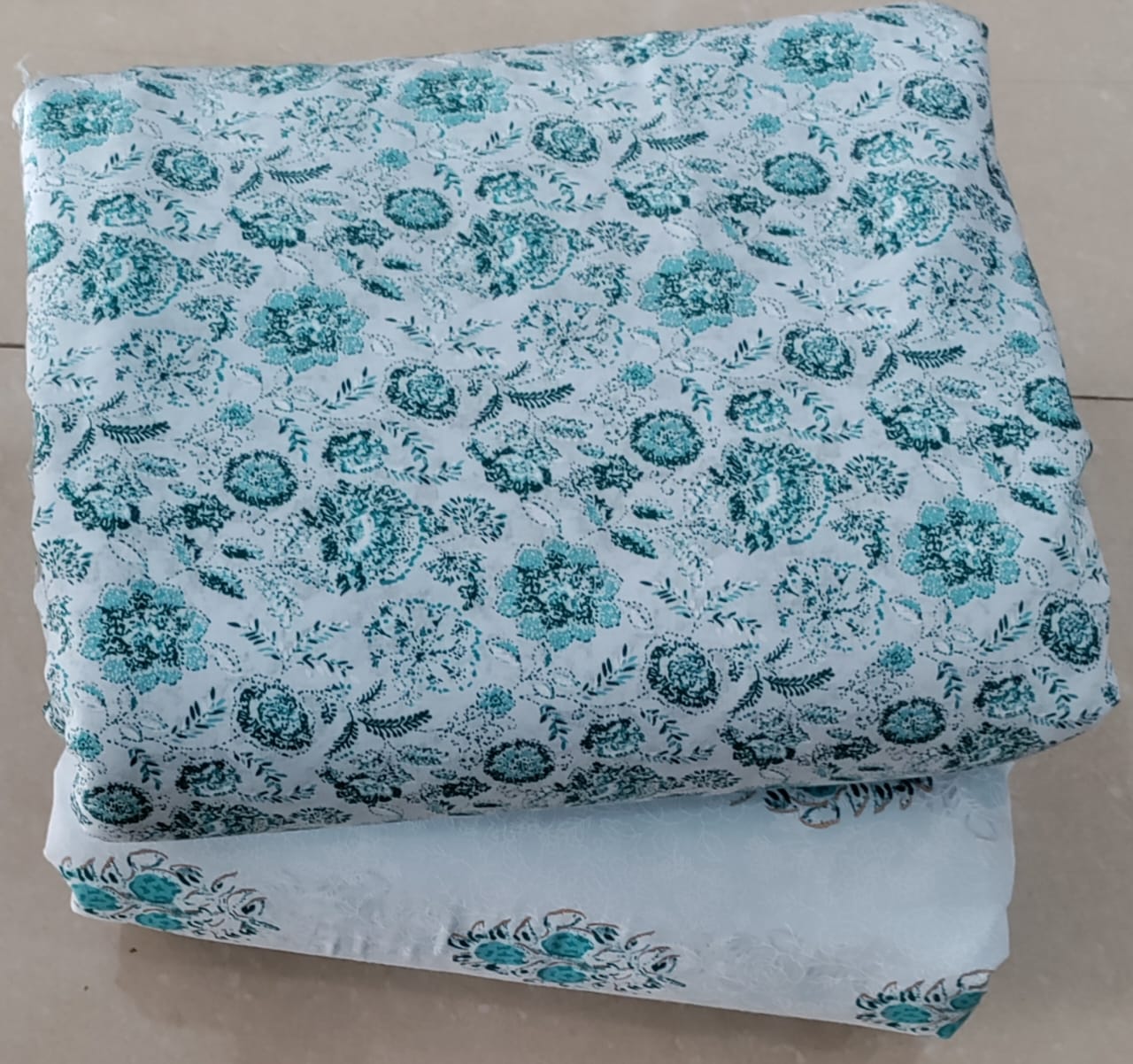 Premium Hand Block Print Cotton Suit Top & Bottom Set (PCVTB4)