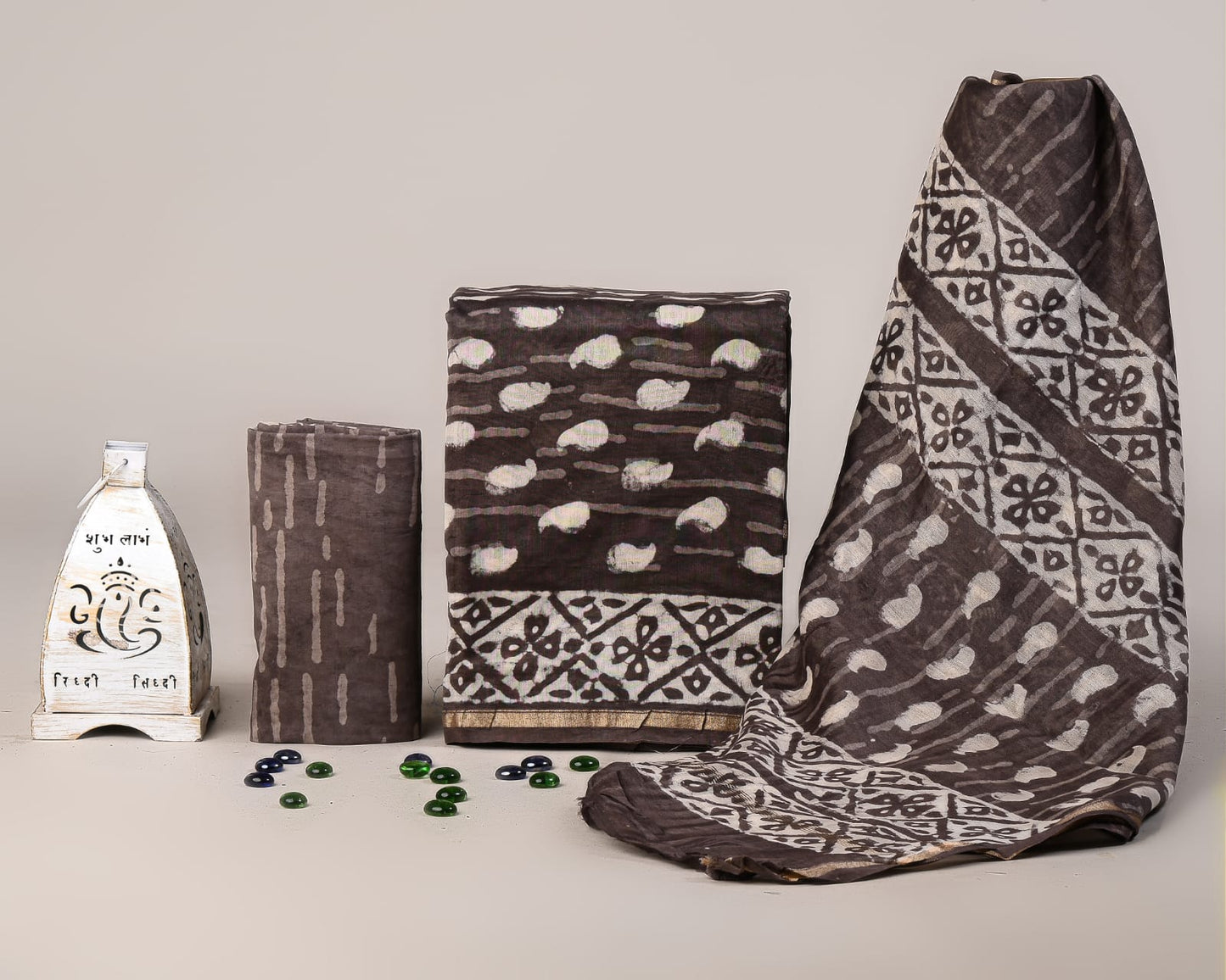 Premium Hand Block Print Chanderi Silk Suit Set