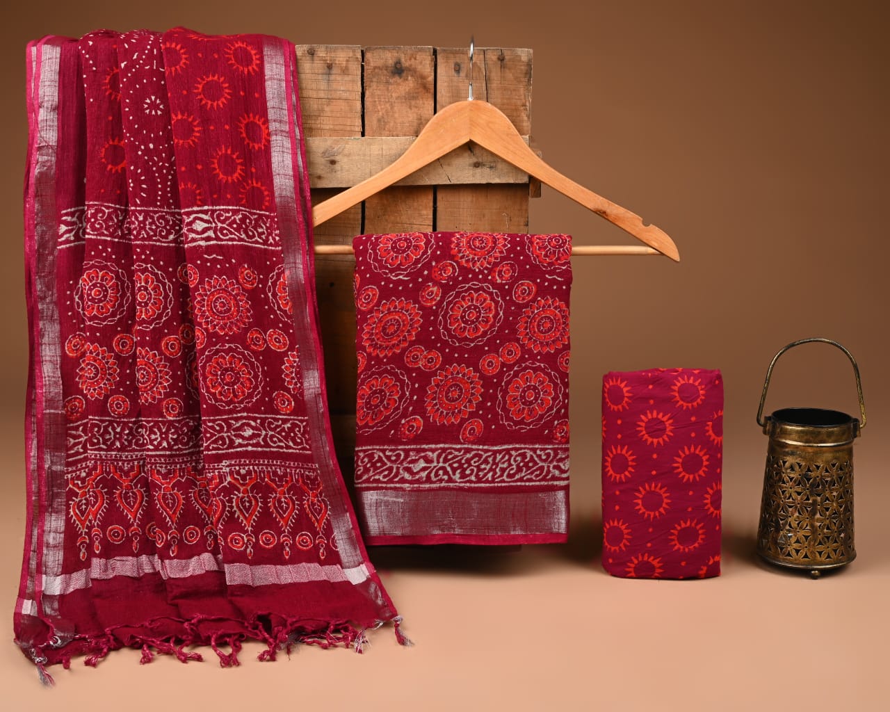 Premium Hand Block Print Lilen Suit With Lilen Dupatta