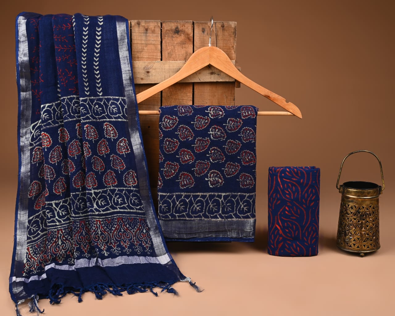 Hand Block Print Lilen Suit With Lilen Dupatta