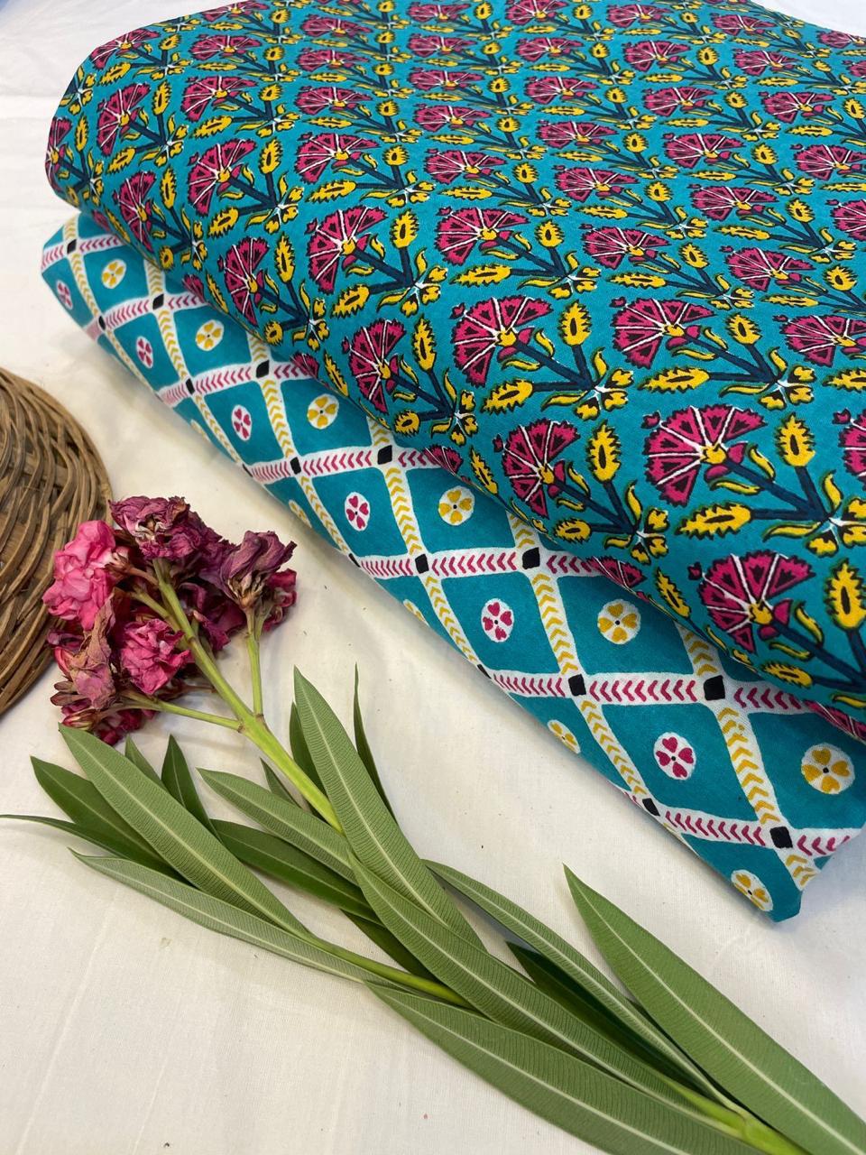 Exclusive Hand Block Print Cotton Top & Bottom Suit Set (11)