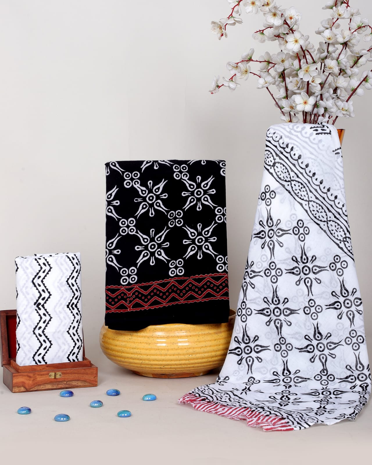 Hand Block Printed Soft Cotton Suit Set With Mulmul Dupatta