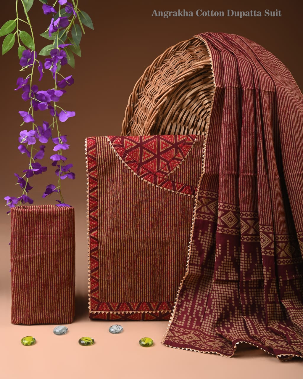 Red Cotton Suit With Gota Patti Work. (27)