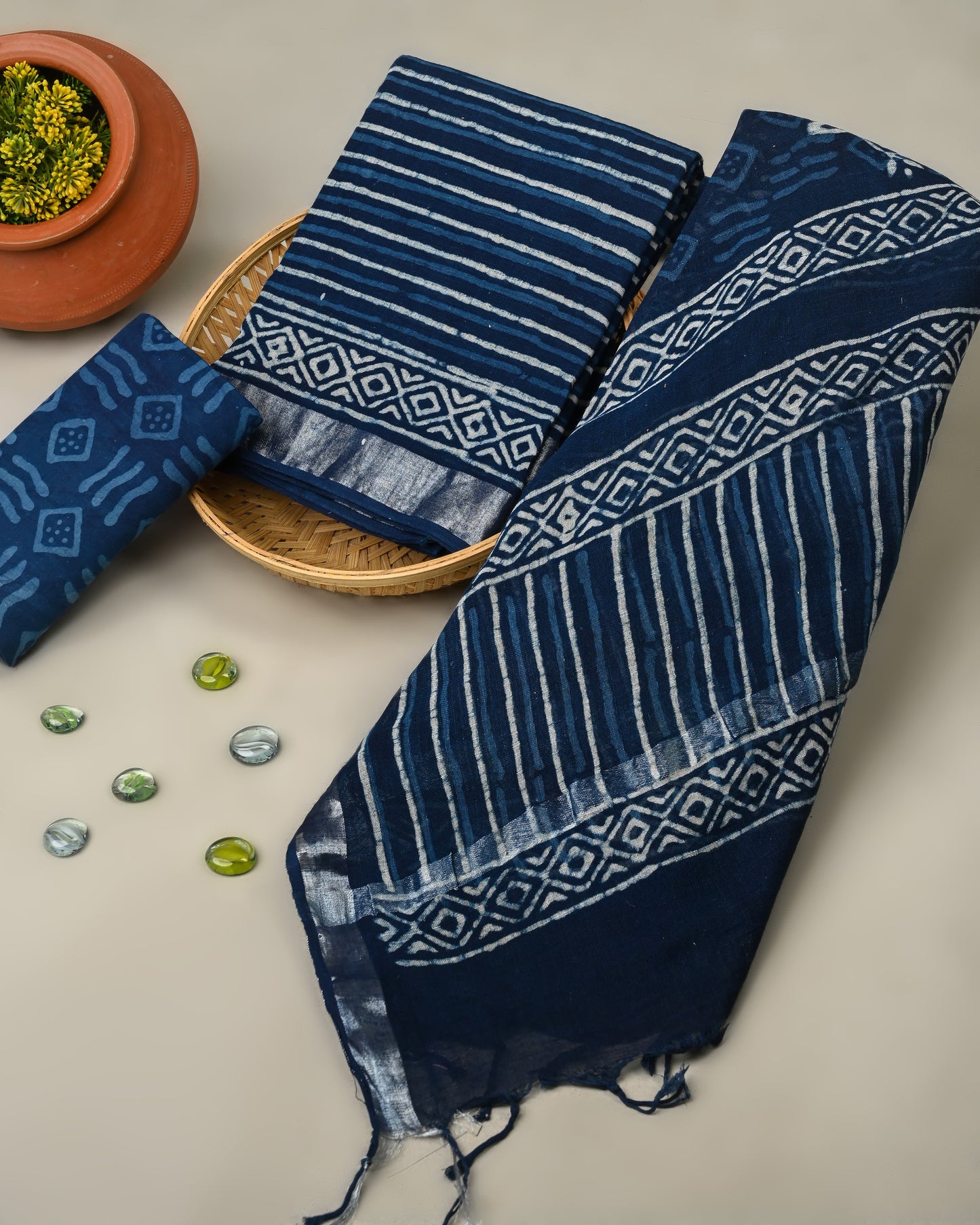 Premium Hand Block Print Lilen Suit With Lilen Dupatta