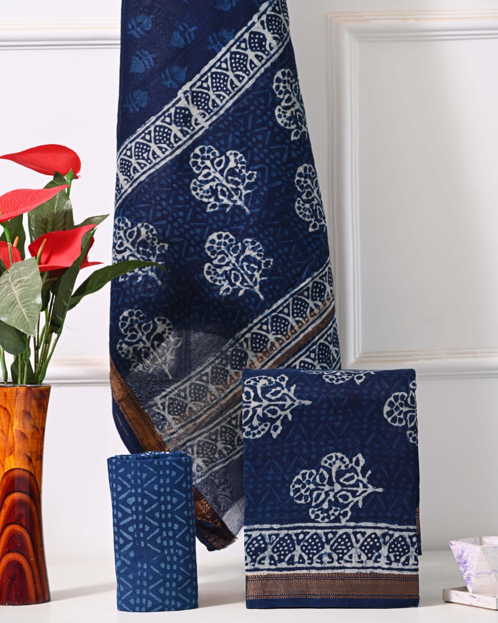 Premium Hand Block Print Maheshwari Silk Suit