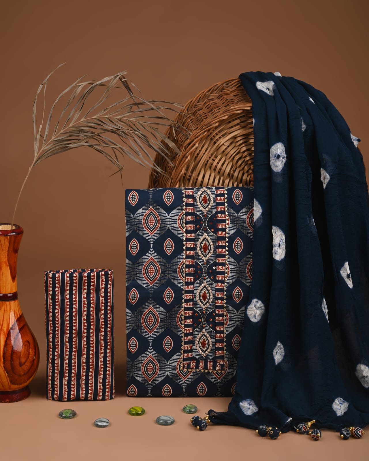 Pure Cotton Gota Patti Work Suit With Chiffon Dupatta