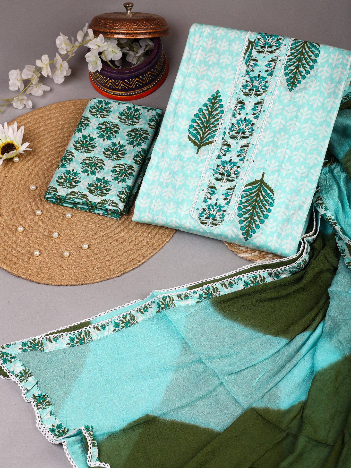 New Gota Patti Work Pure Cotton Suit With Chiffon Dupatta