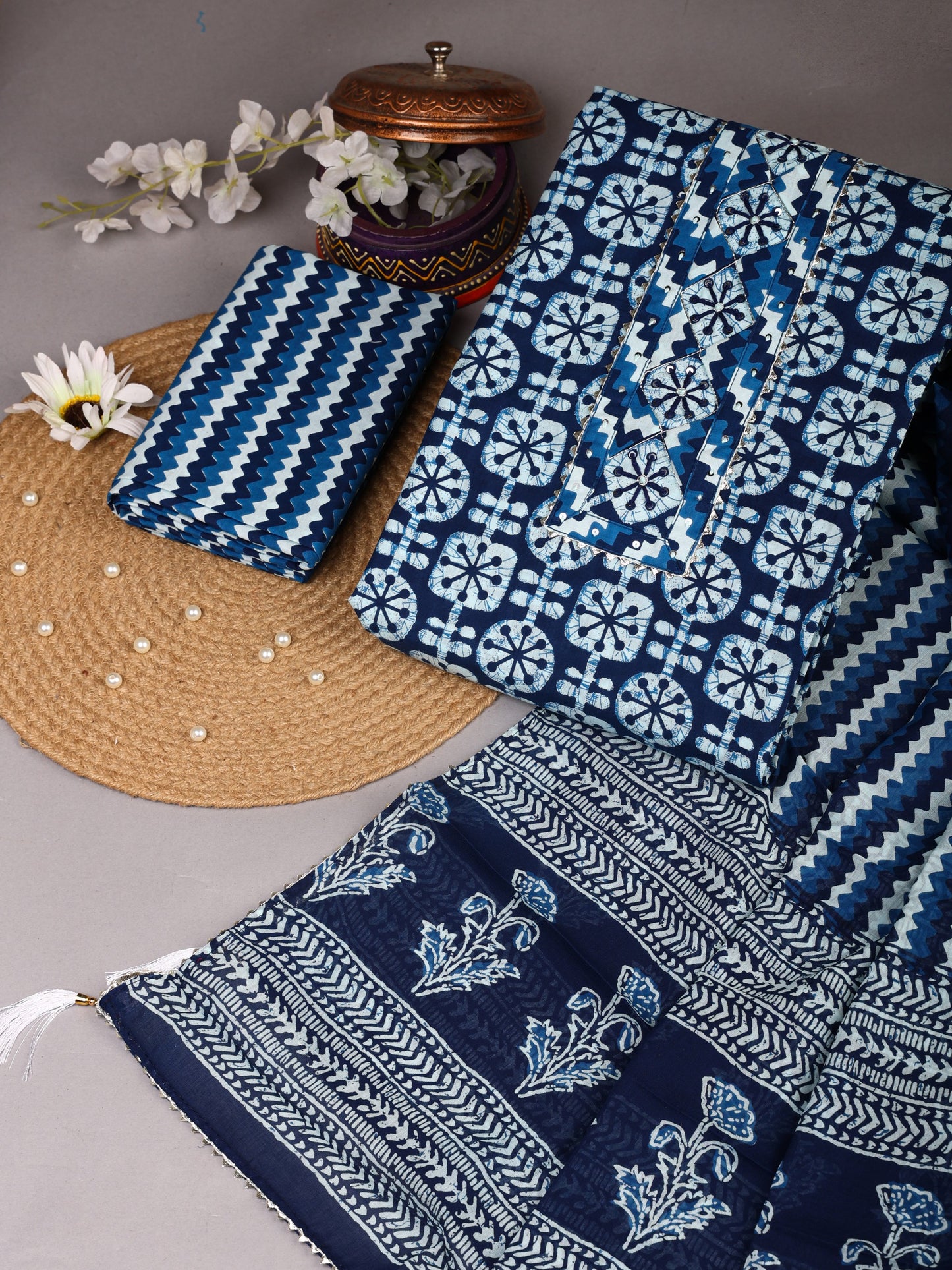 Blue Pure Cotton With Gota Patti Work Suit (28)