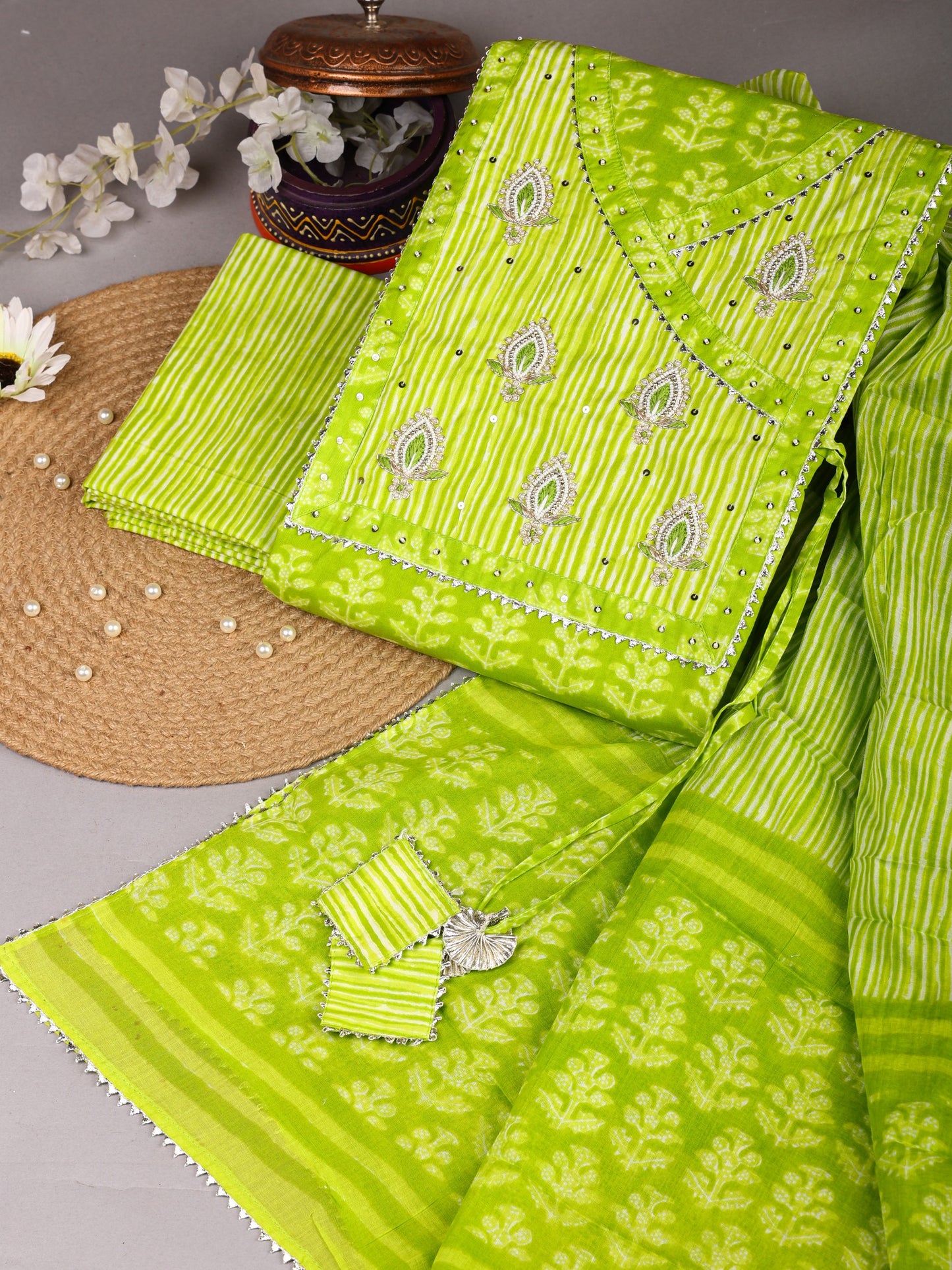 New Gota Patti Work Pure Cotton Suit With Mulmul Dupatta (33)