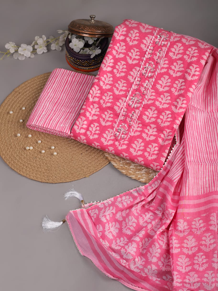 Pink Pure Cotton Gota Patti Work Suit (30)