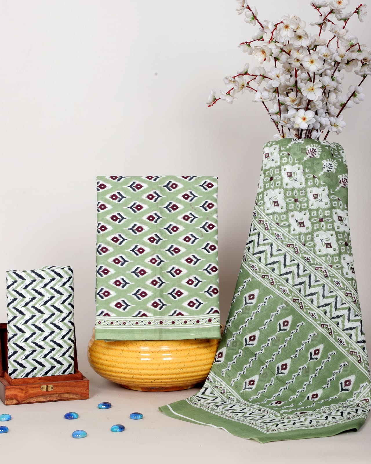 Soft Cotton Suit Set With Mulmul Dupatta