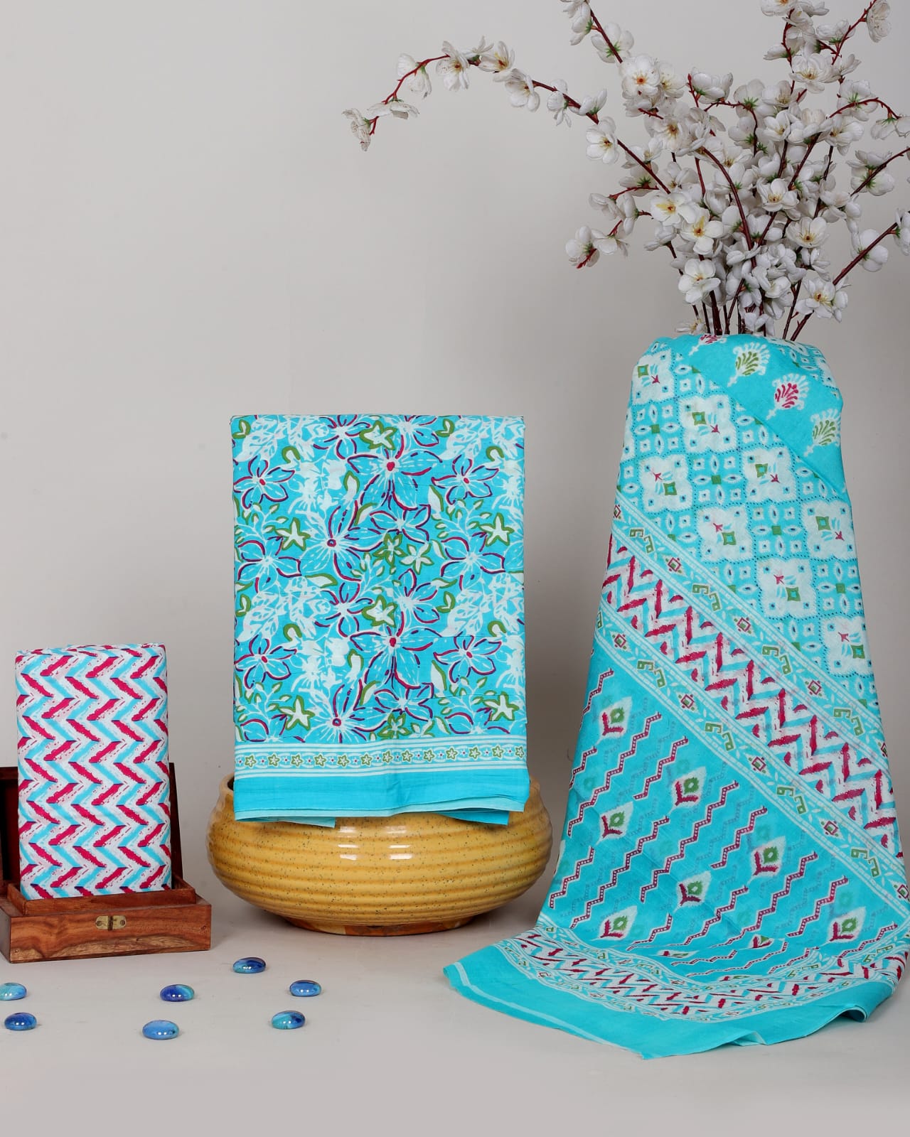 Exclusive Hand Block Print Cotton Suit With Dupatta