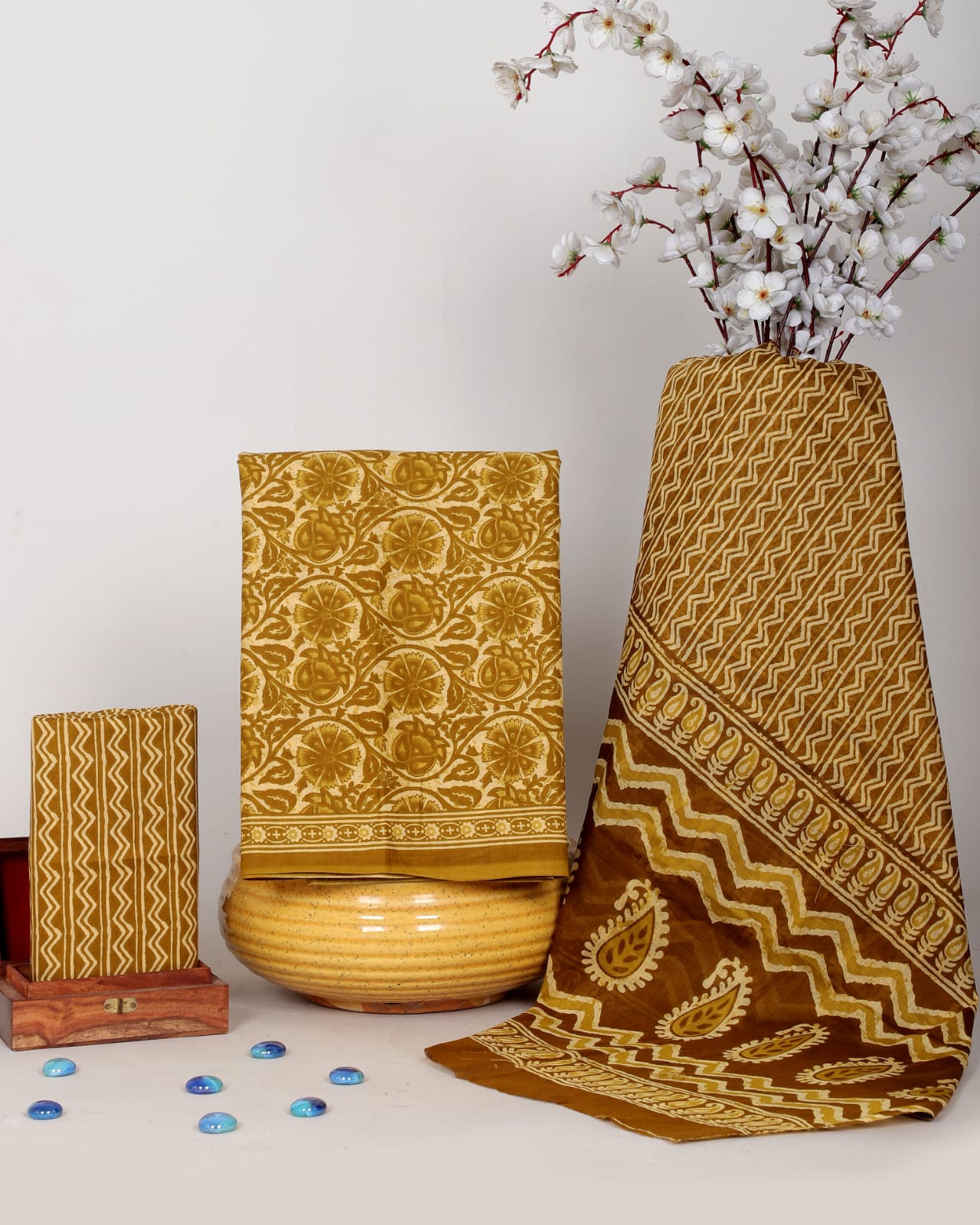 Premium Pure Cotton Suit Set With Mulmul Dupatta