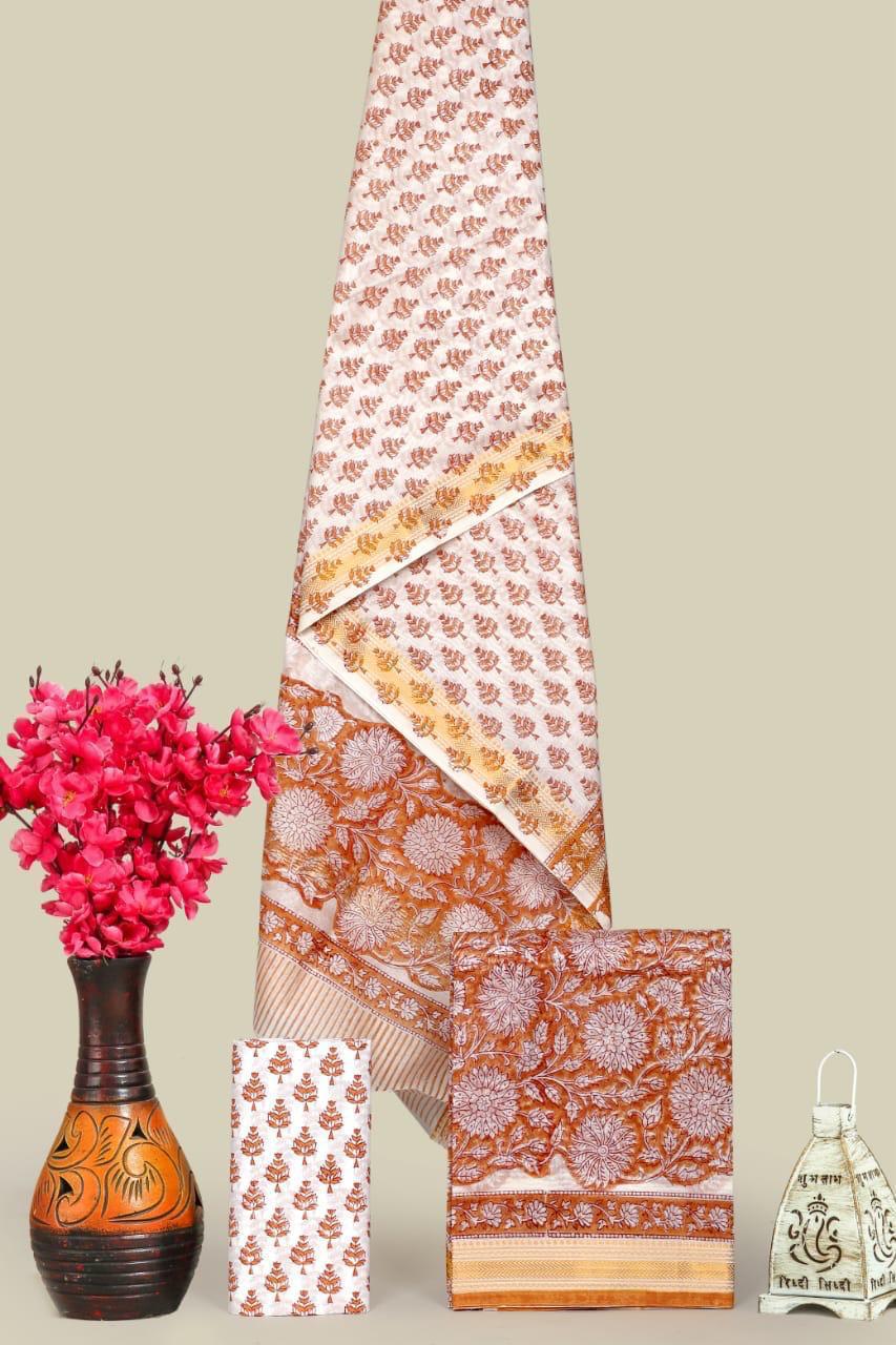 Pure Maheshwari Silk Unstitched Suit