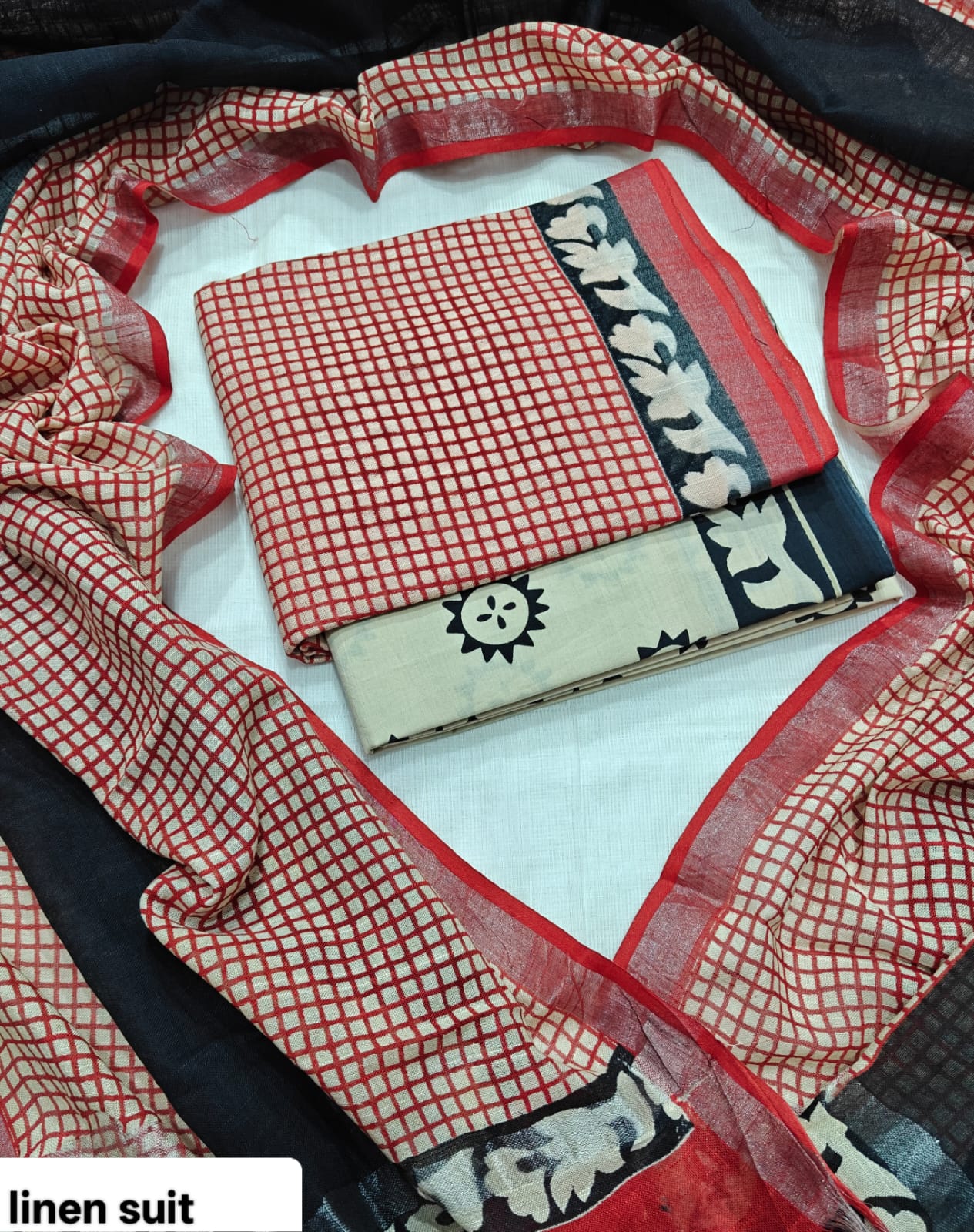 Premium Hand Block Print Lilen Suit With Lilen Dupatta