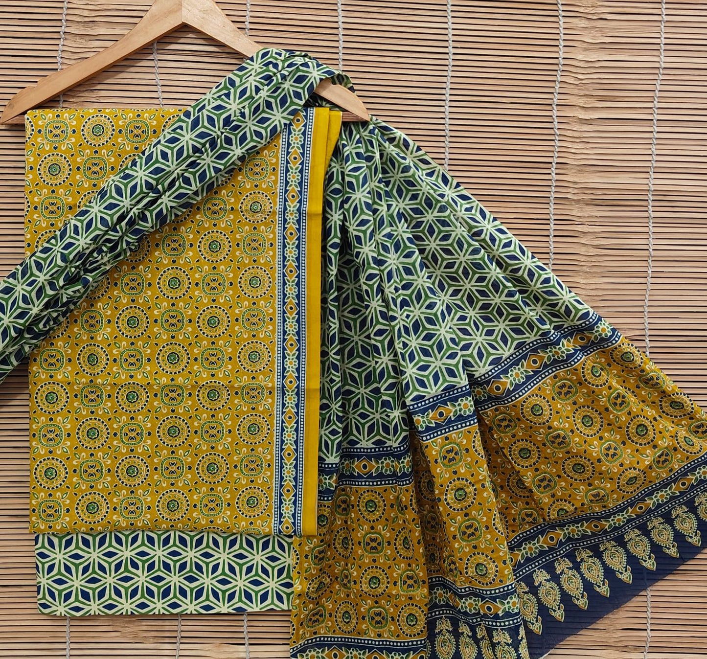Premium Pure Cotton Suit Set With Mulmul Dupatta
