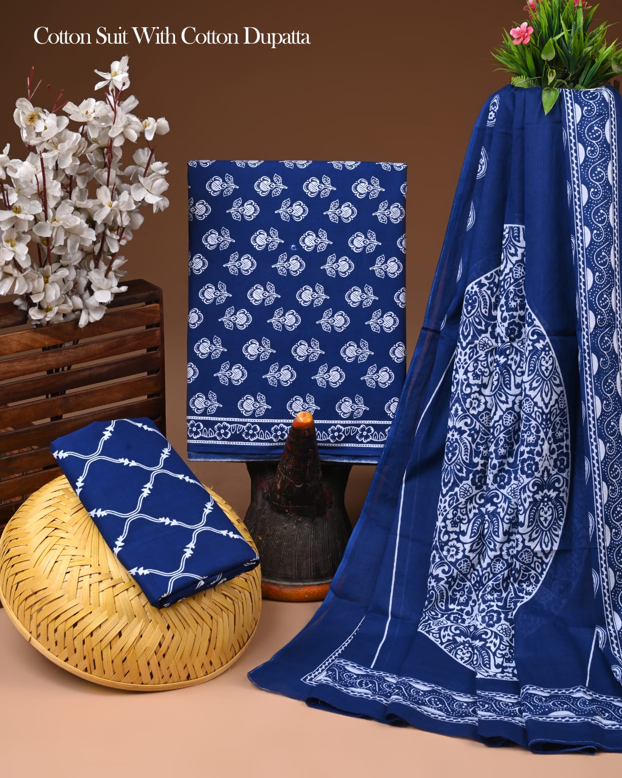 Daily Wear Hand Block Print Cotton Suit with Cotton Dupatta