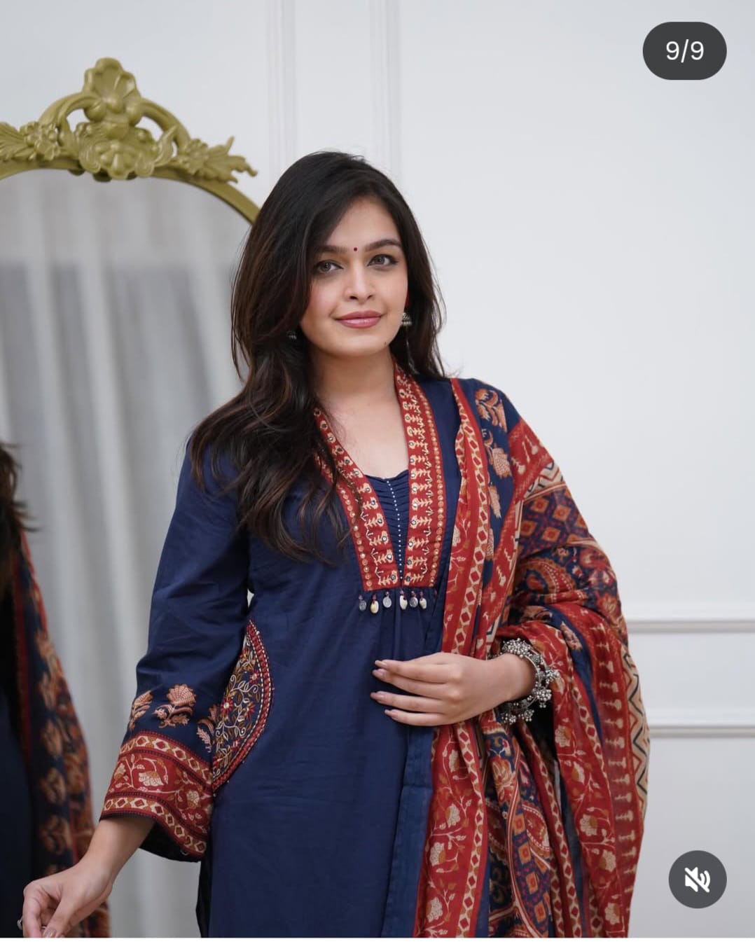 Elegant Blue Kurta Set with Traditional Printed Dupatta