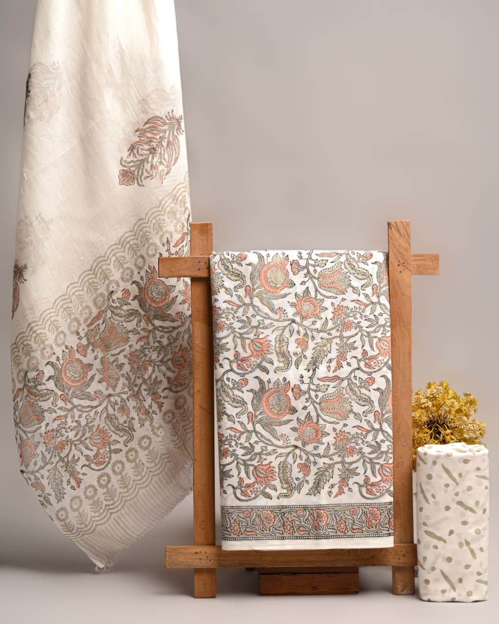 Premium Hand Block Printed Cotton Suit With Mulmul Dupatta