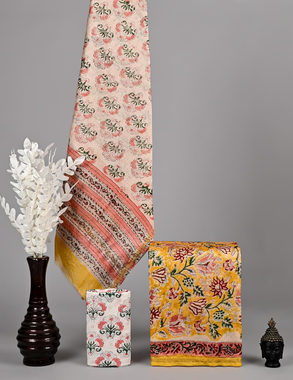 Exclusive Hand Block Printed Red Chanderi Silk Suit