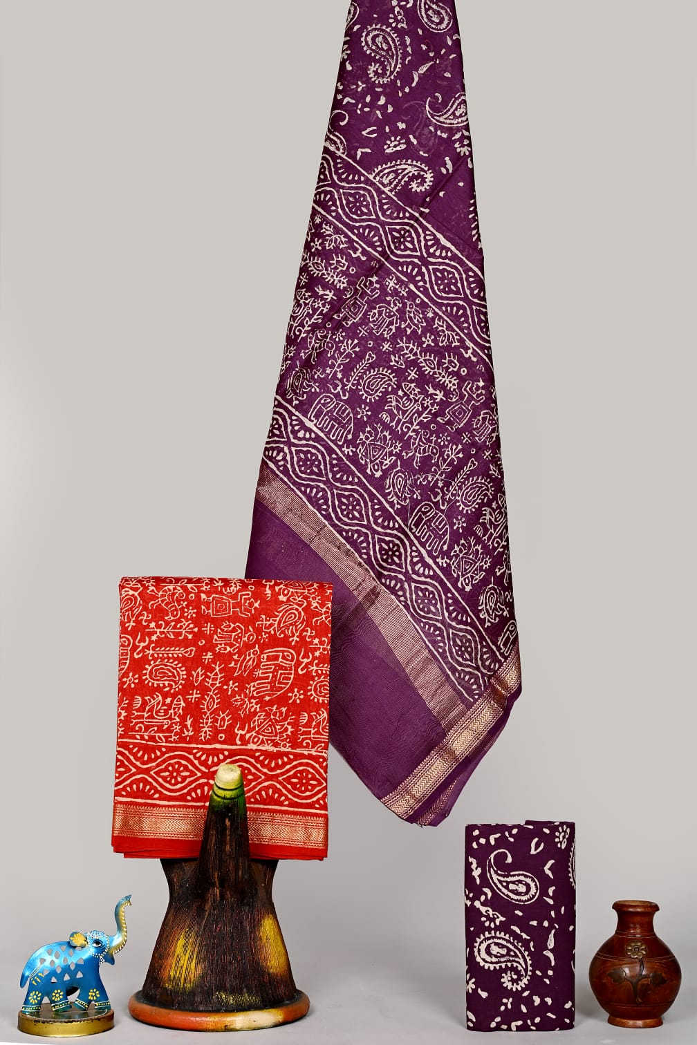 New Hand Block Print Maheshwari Silk Suit