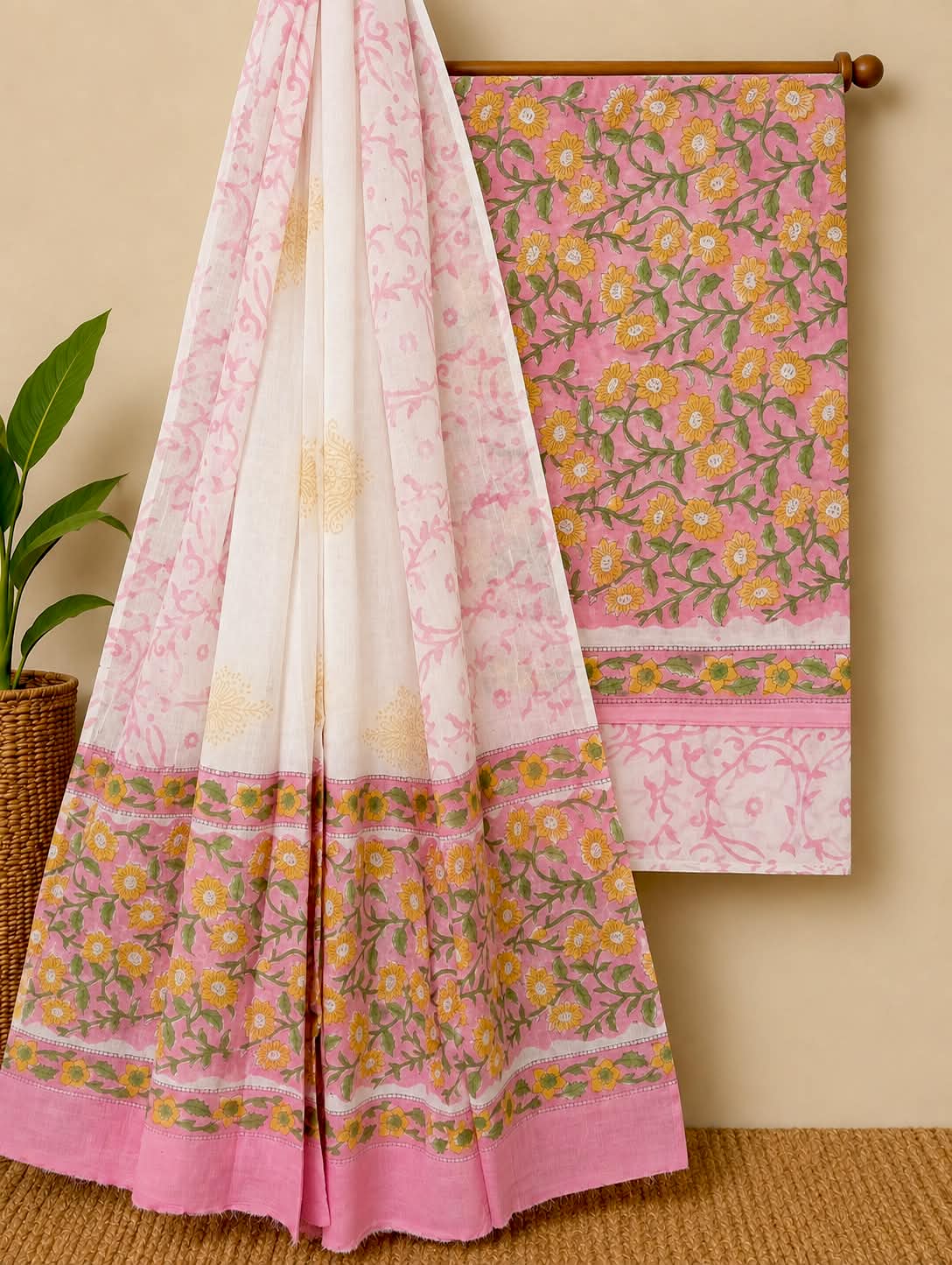 Bagru Print Soft Cotton Suit Set With Mulmul Dupatta 6