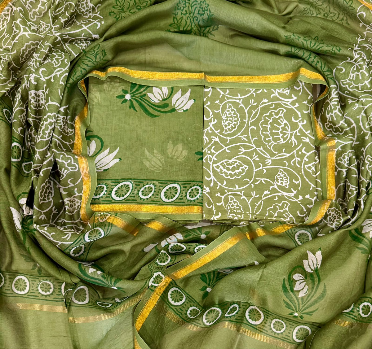 Royal Hand Block Print Chanderi Silk Suit Set
