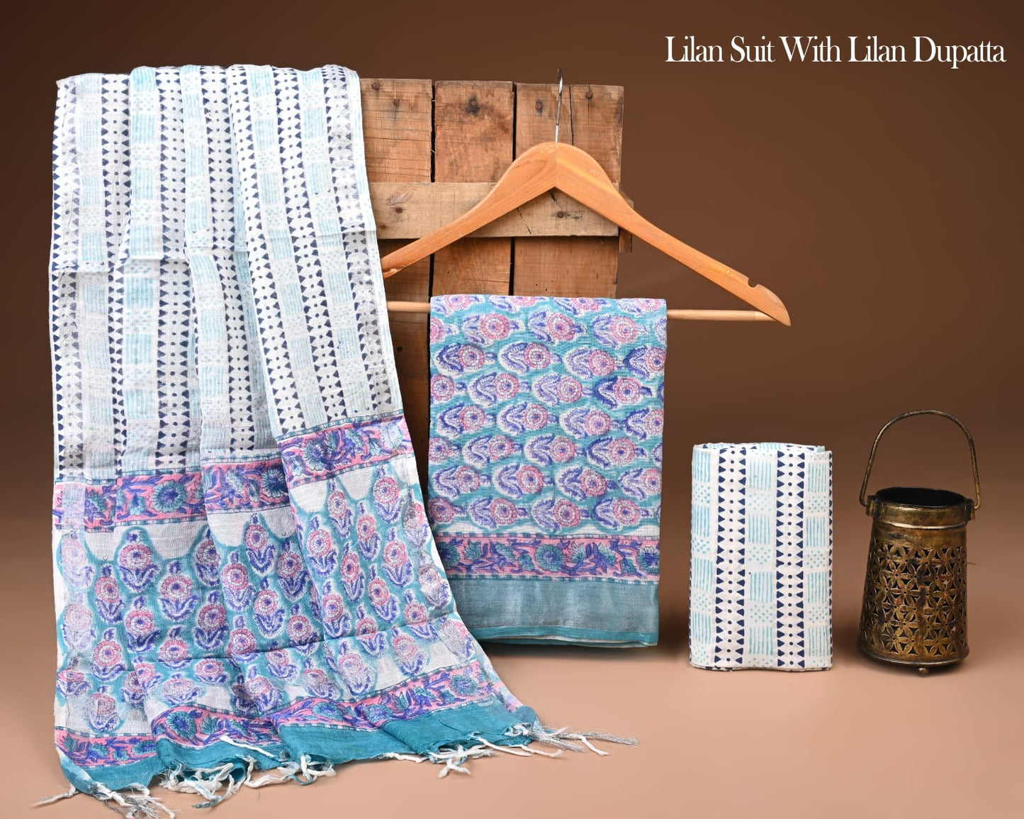 Bagru Hand Block Printed Lilen suit with Lilan Dupatta