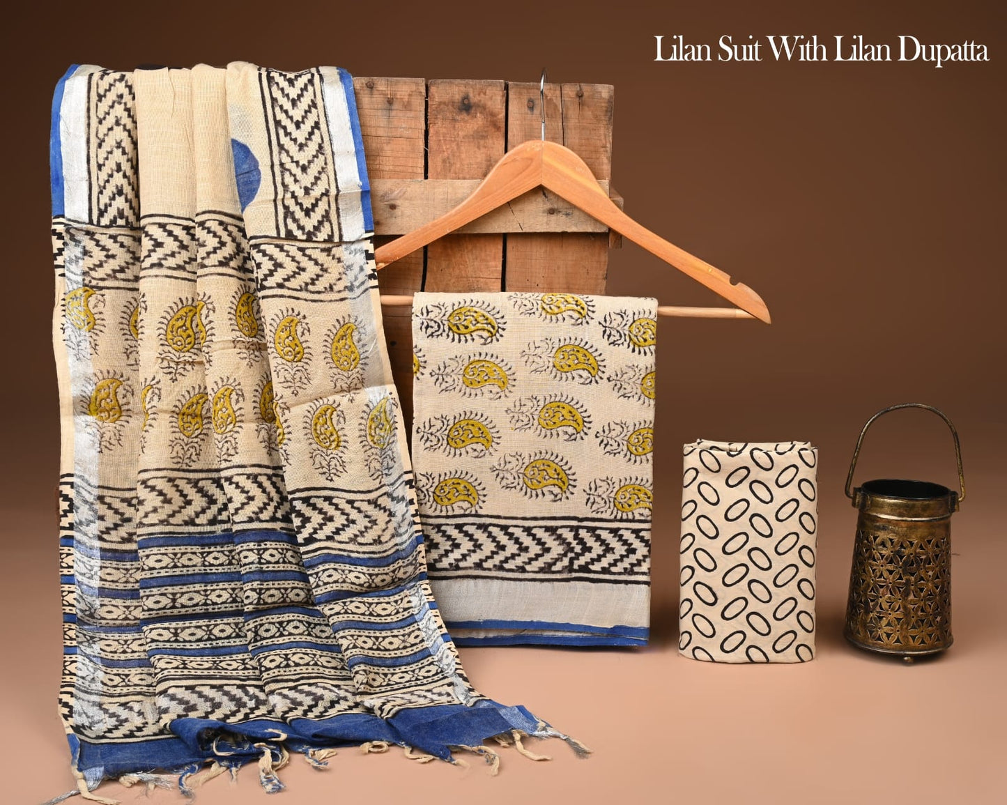 Bagru Hand Block Printed Lilen Suit With Lilen Dupatta