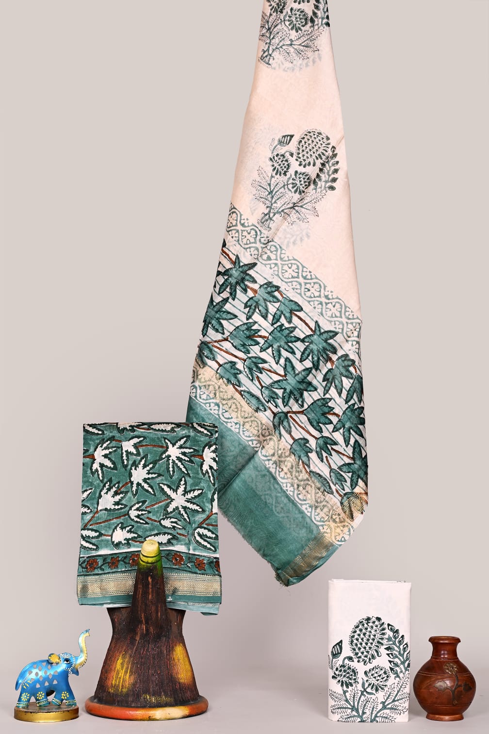 Premium Hand Block Printed MaheshwariSilk Suit