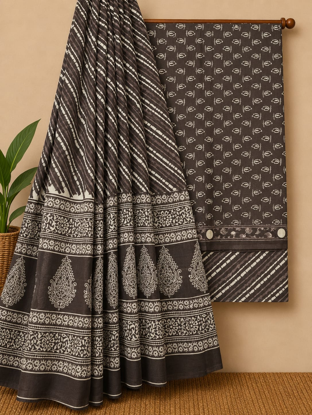 Organic Cotton Suit with Mulmul Dupatta