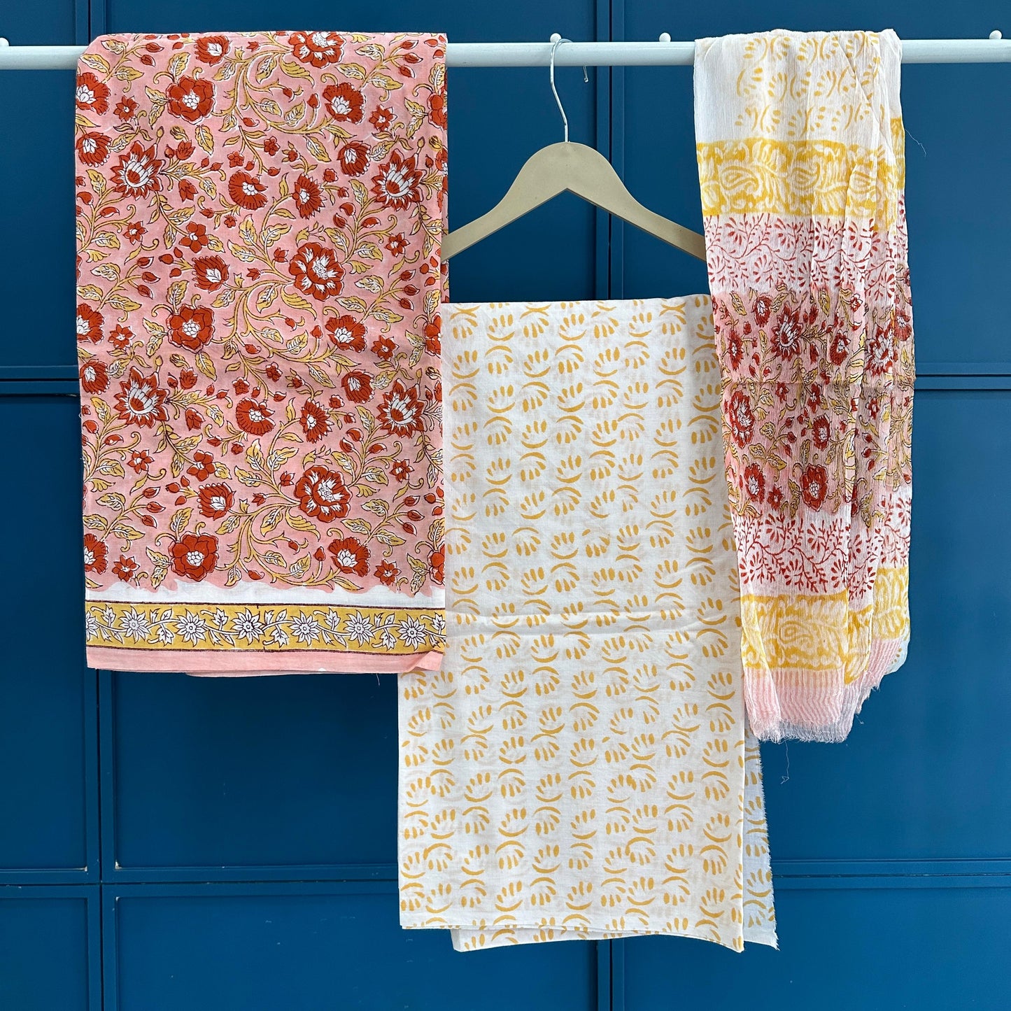 Premium Hand Block Print Cotton Suit With chiffon Dupatta (45)