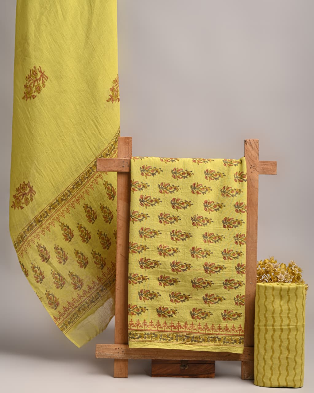 Premium Hand Block Printed Cotton Suit With Cotton Dupatta