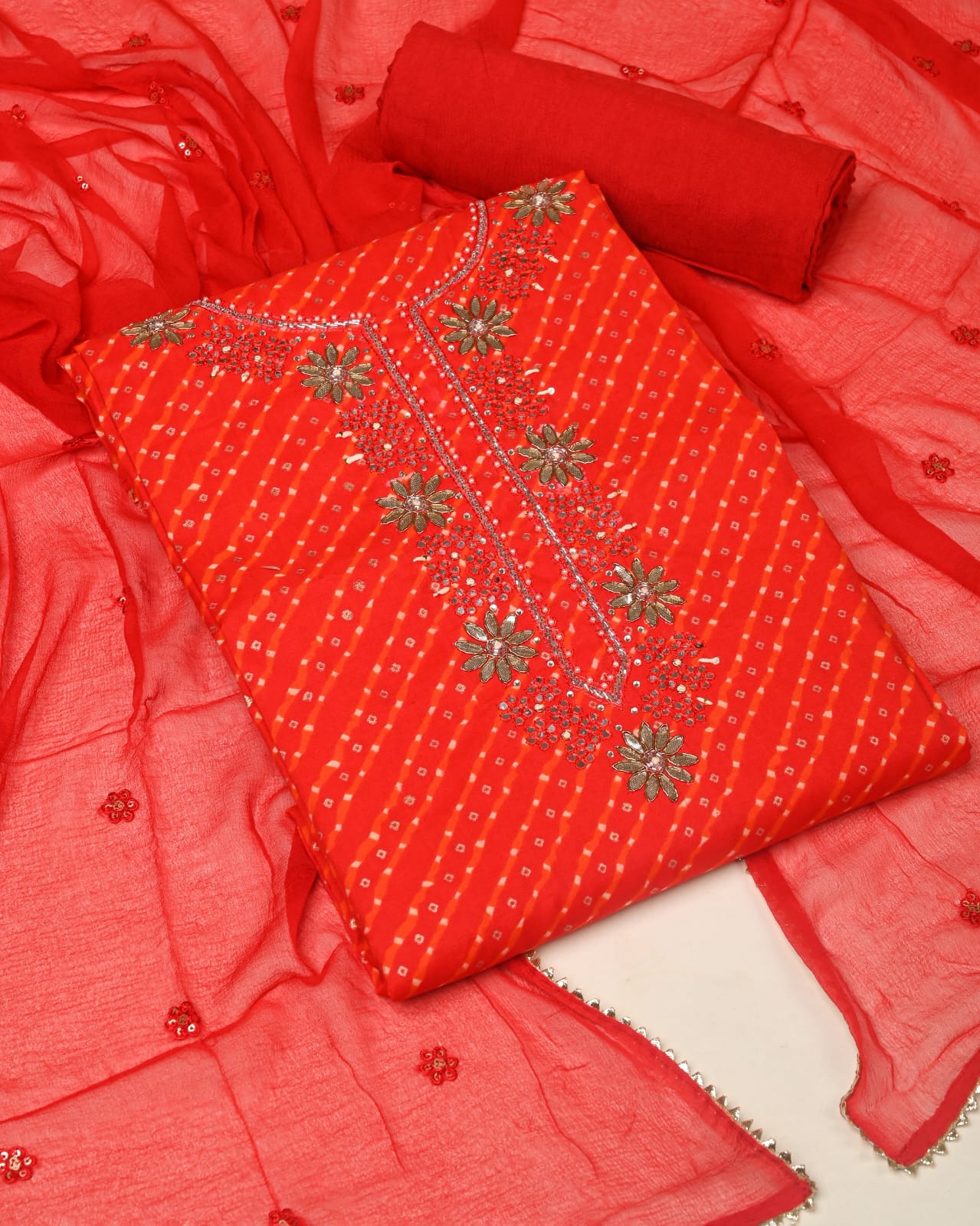 Multicolor Muslin Suit with Heavy Jardozi Work (PCVMSD2)
