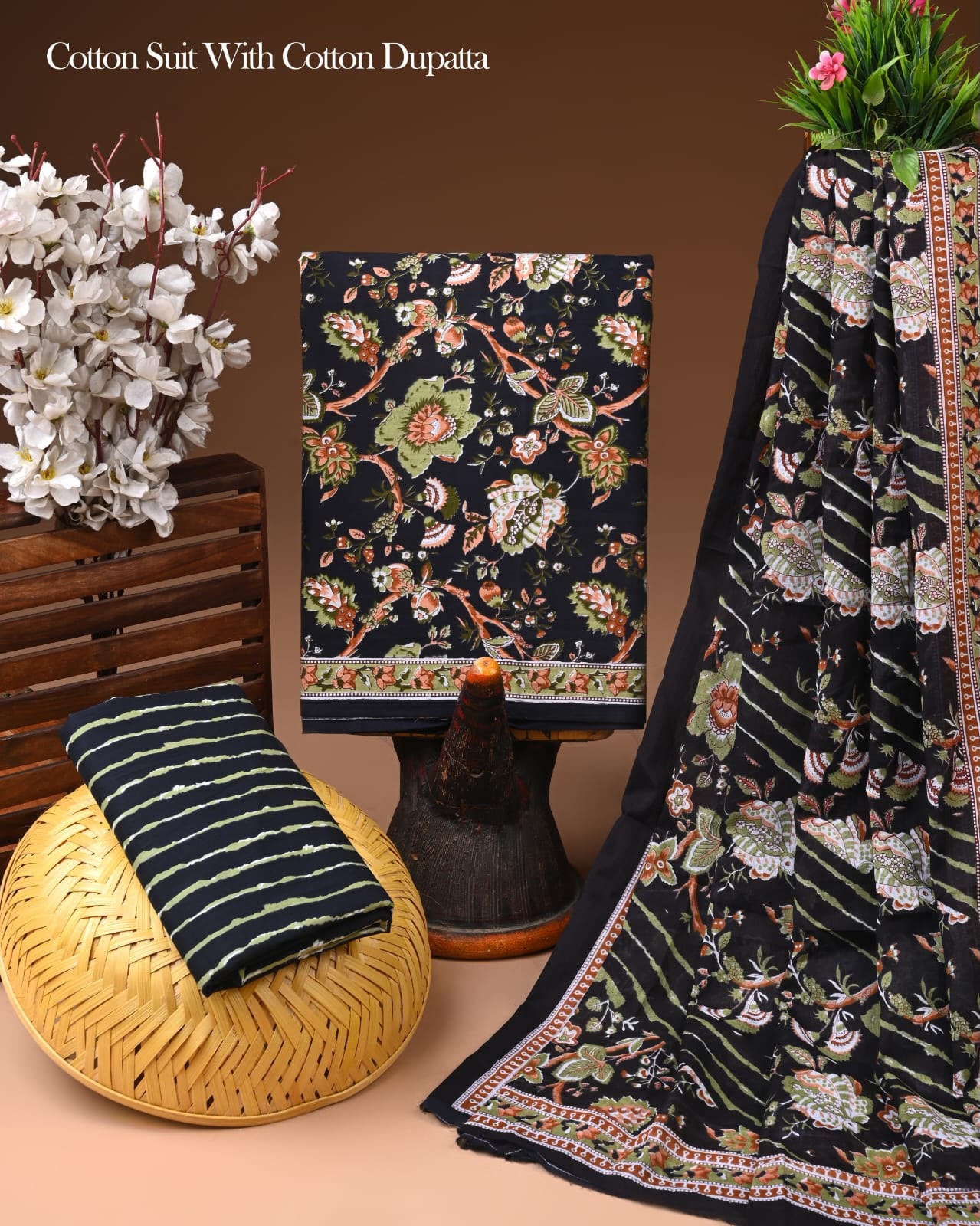 Premium Pure Cotton Suit With Mulmul Dupatta