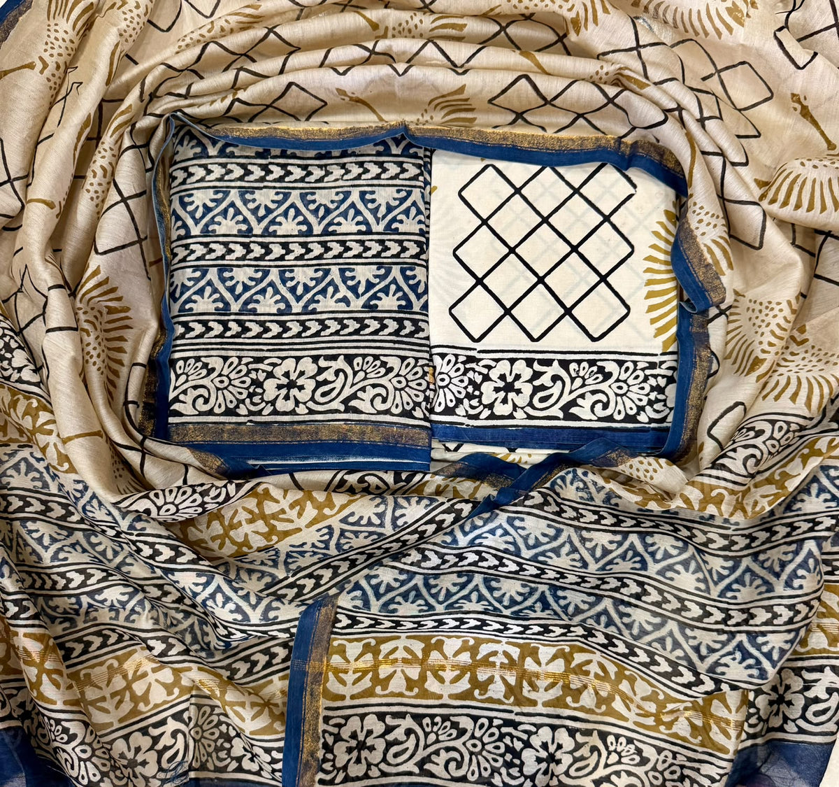Royal Chanderi Silk Suit With Elegant Handwoven Dupatta
