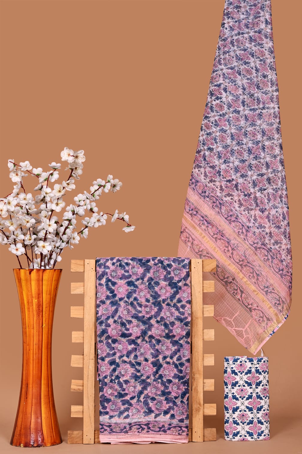 Elegant Hand Block Printed Kota Cotton Suit Material