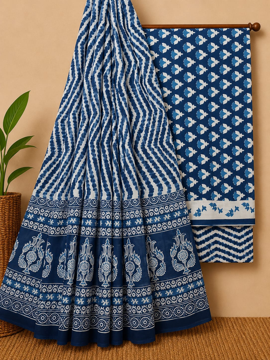 Sanganeri Print Cotton Suit With Mulmul Dupatta 70