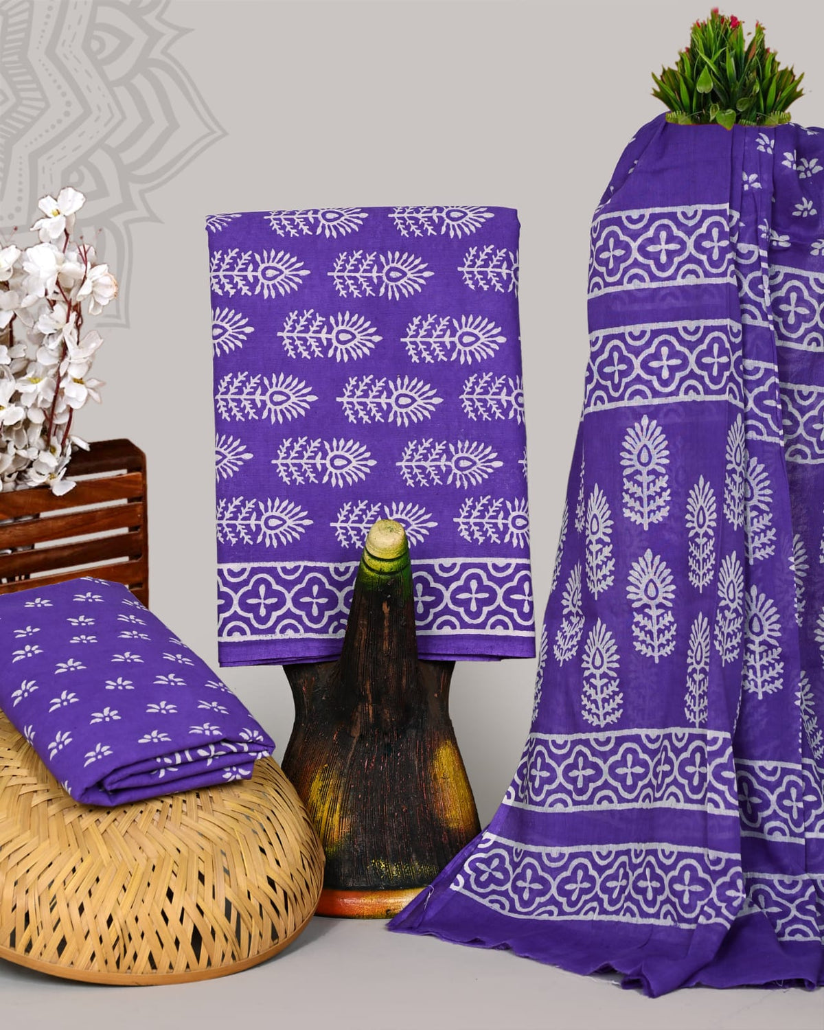 Organic Cotton Suit Set With Mulmul Dupatta 79