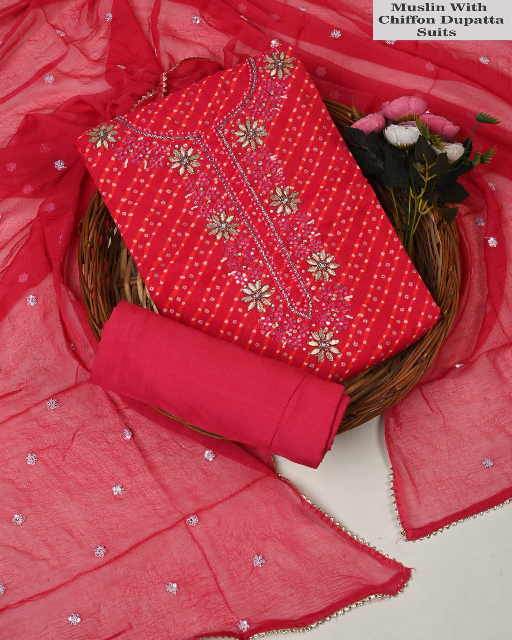Multicolor Muslin Suit with Heavy Jardozi Work (PCVMSD21)
