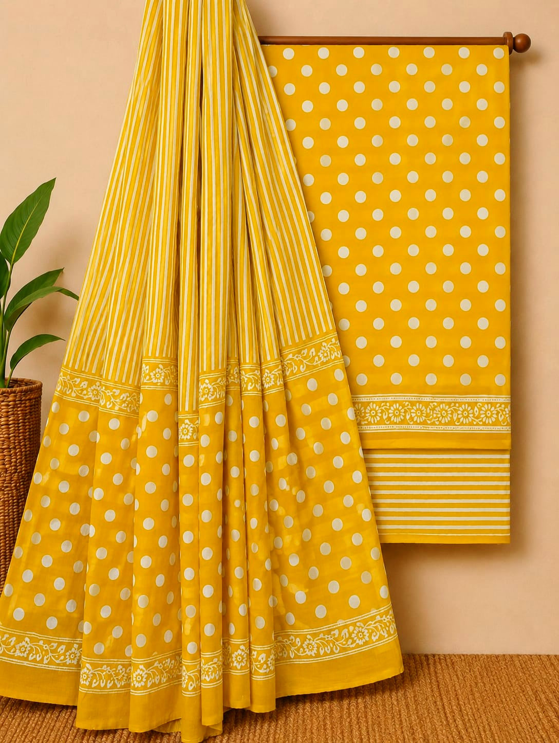 Elegant Handcrafted Block Print Cotton Suit with Cotton Dupatta 18