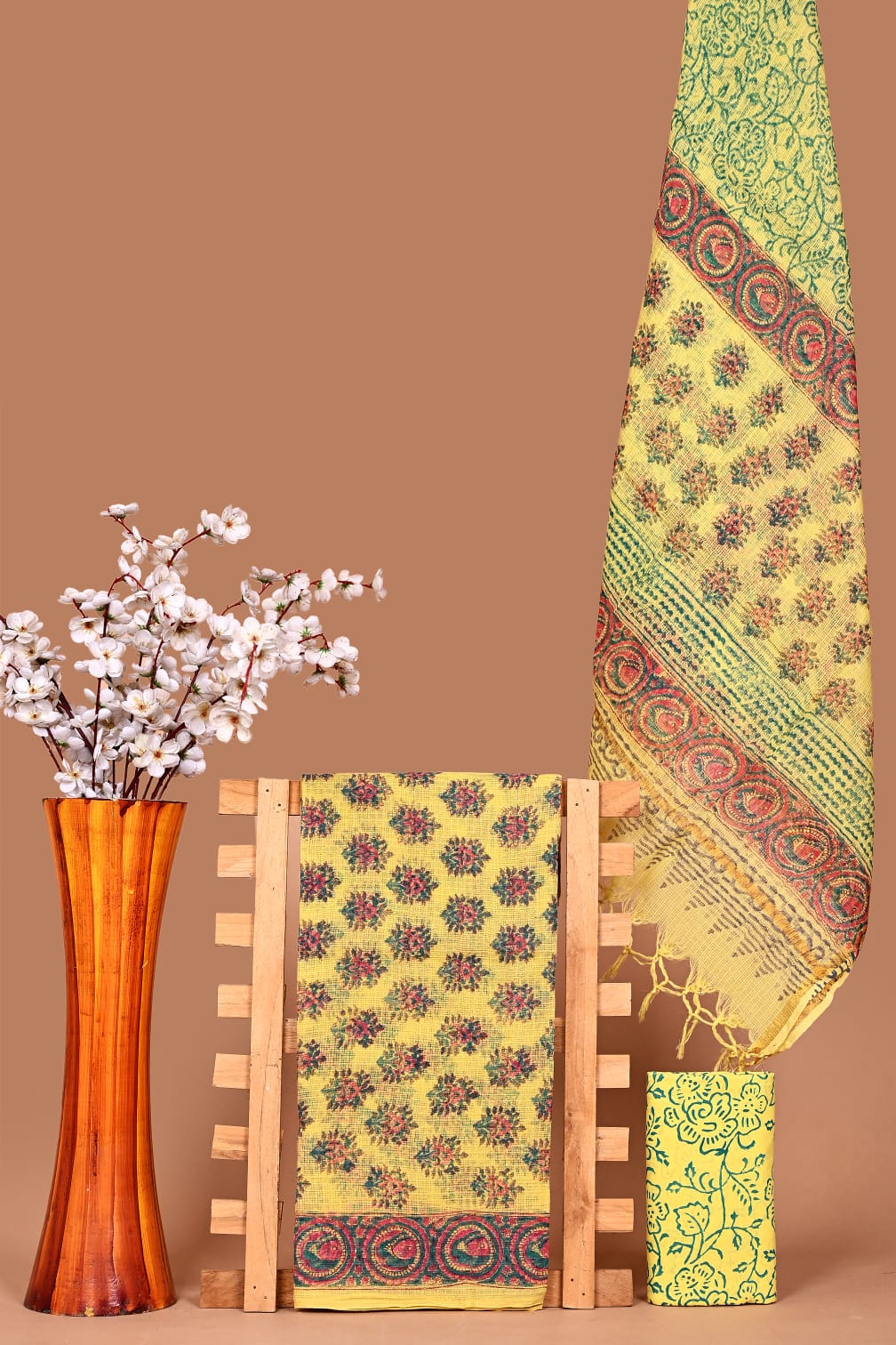 Designer Hand Block Printed Kota Cotton Suit Fabric Set