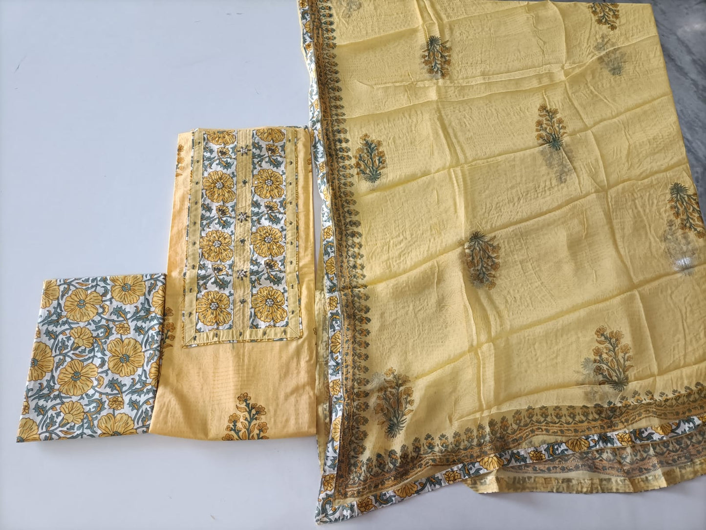 Premium Cotton Gota Patti Work Suit With Chiffon Dupatta