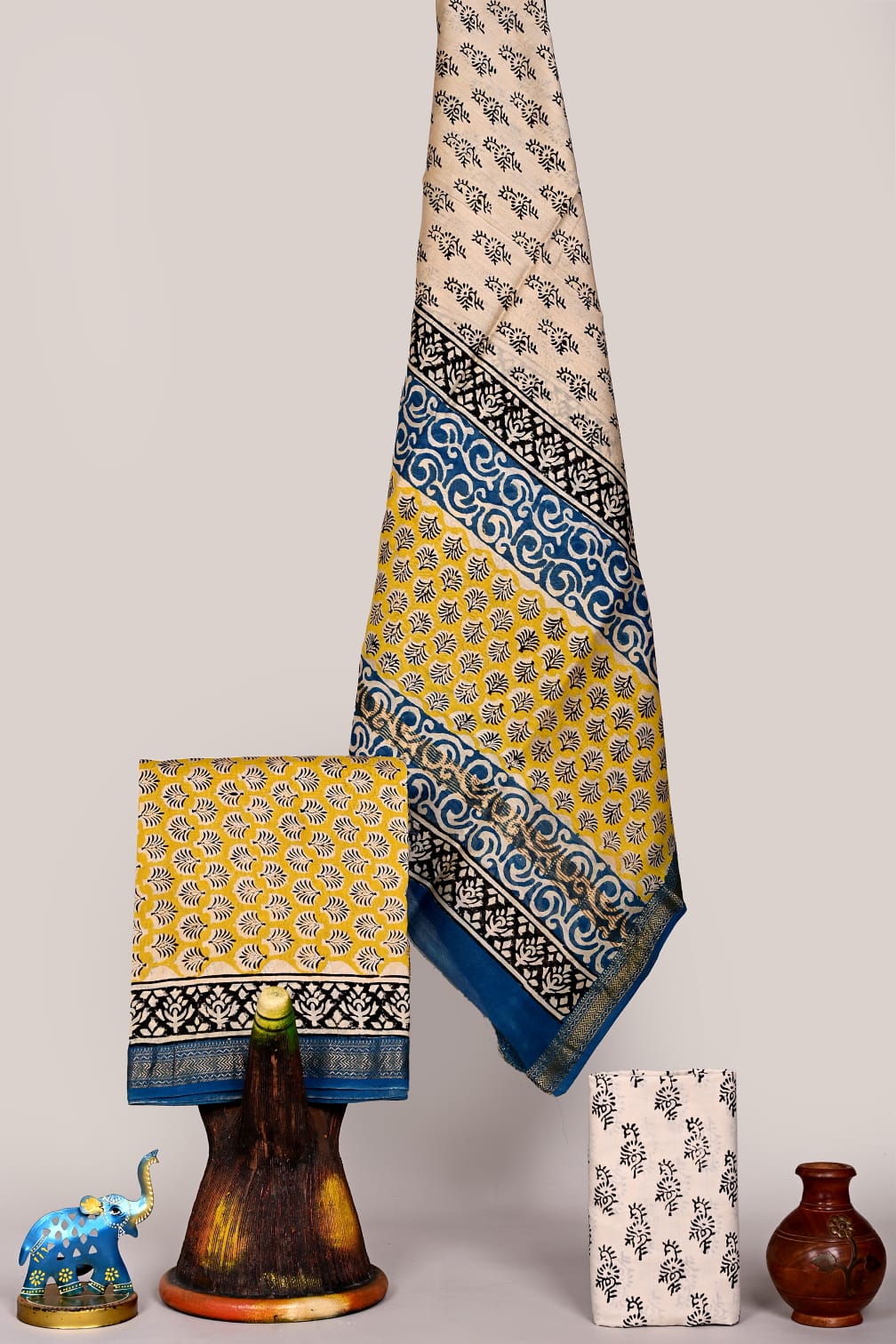 Exclusive Hand Block Print Maheshwari Silk Suit