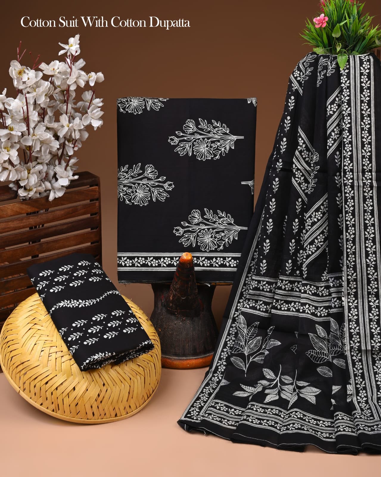Organic Cotton Suit with Mulmul Dupatta