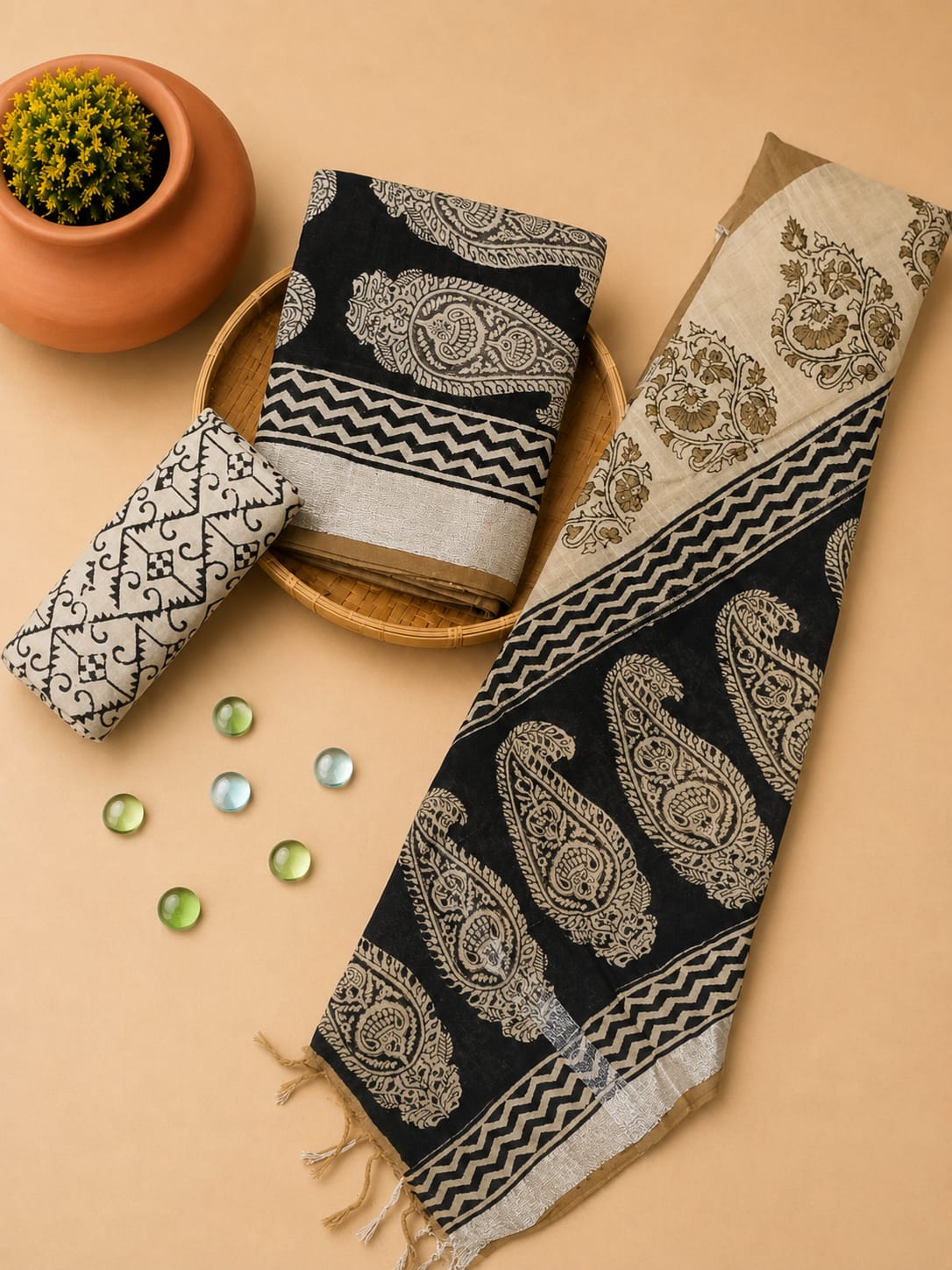 Premium Hand Block Print Lilen Suit With Lilen Dupatta