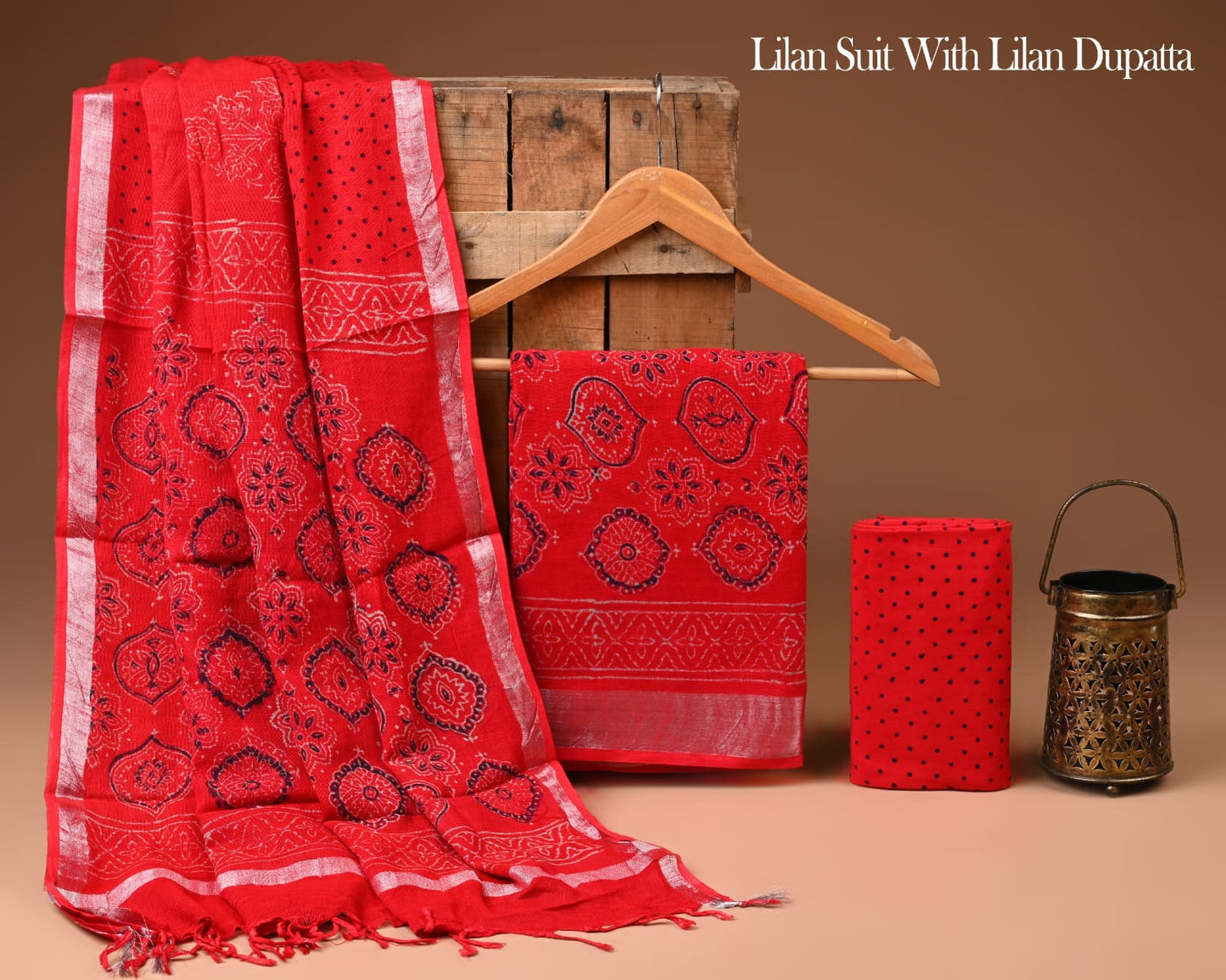 New Hand Bock Print Lilen Suit Set